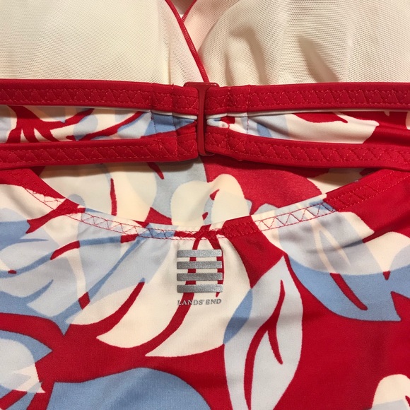 Lands’ End Tankini & Board Shorts Red Floral 6P/4 - Picture 5 of 8